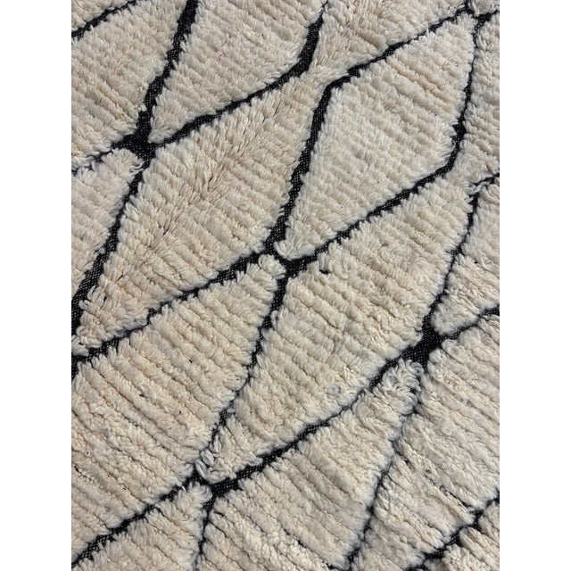 Moroccan Authentic Moroccan Beni Ourain Rug, Hand Knotted Wool Berber Carpet, Large Ivory Black Diamond Area Rug For Sale - Image 3 of 9