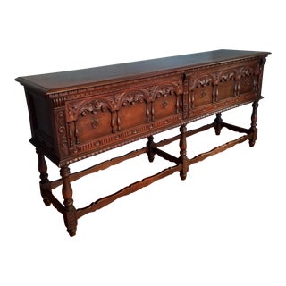 1925 Kittinger Seville Spanish Renaissance Solid Carved Walnut Sideboard For Sale