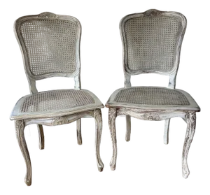 1940s Pair Louis XV Style Caned Back/Seat Accent Chairs