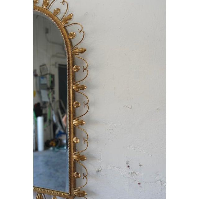 Hollywood Regency Vintage Hollywood Regency Belgian Gilt Iron Arch Mirror by Deknudt, for LaBarge Mirrors Inc. 1960's For Sale - Image 3 of 11