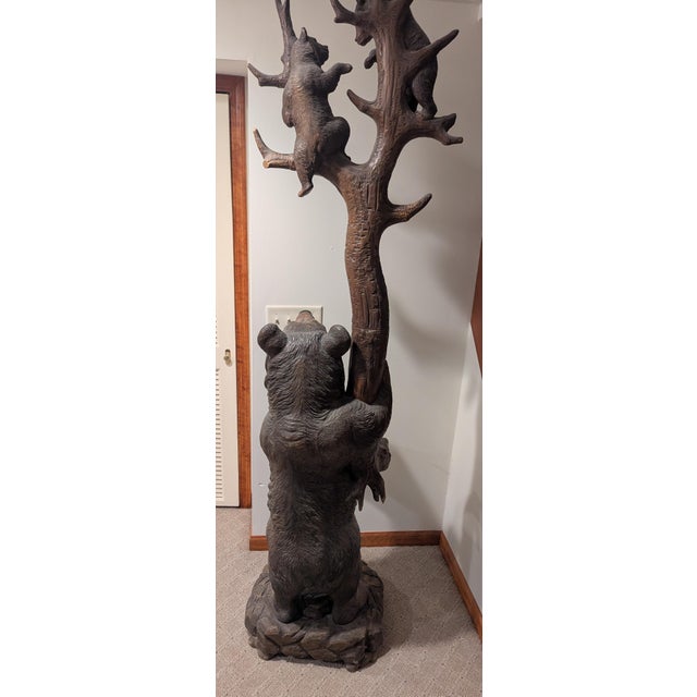 Rustic Black Forest Bear Umbrella Stand For Sale - Image 3 of 9