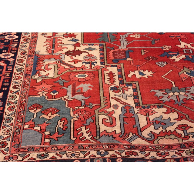 Nazmiyal Collection Large Antique Persian Heriz Serapi Rug For Sale - Image 9 of 11