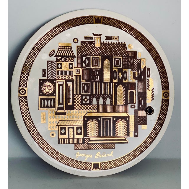 Vintage Mid-Century Modern Georges Briard Raised Gold on Porcelain Trivet For Sale - Image 11 of 11