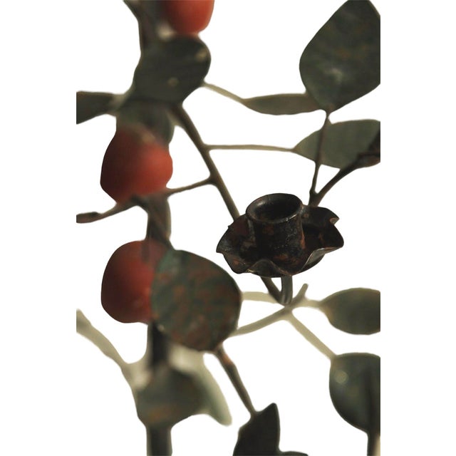 A charming, vintage apple tree candelabra. Features a sculptural, black metal candelabra in the form of an espaliered...