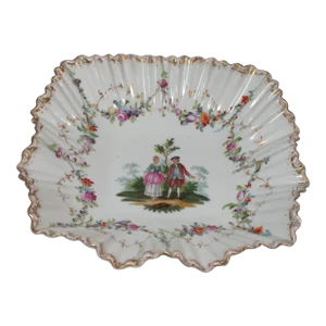 1950s Hand Painted Courting Couple Dresden Porcelain Bowl