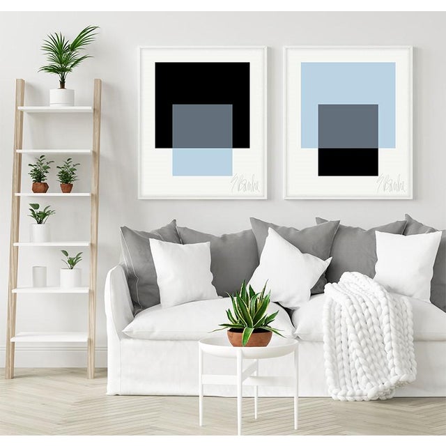 Mid-Century Modern "The Interaction of Black and Powder Blue" Fine Art Print 30" X 40" by Liz Roache For Sale - Image 3 of 6