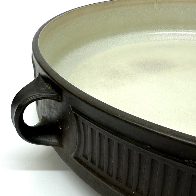 Mid 20th Century Huge Vintage Dark Brown Fluted Flamestone Casserole Dish by Dansk Denmark For Sale - Image 5 of 11