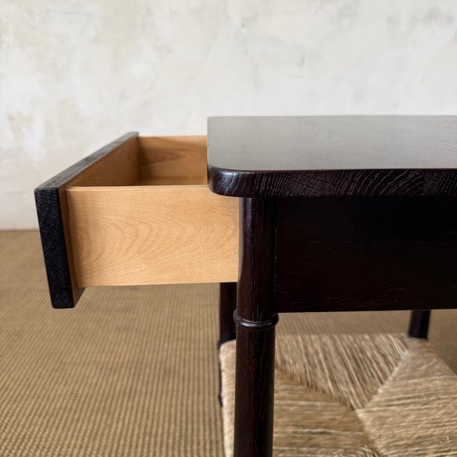 Brown Amber Nightstand With Rush Shelf For Sale - Image 8 of 14