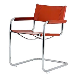 Mid-Century Bauhaus Leather B34 Armchairs by Mart Stam & Marcel Breuer for Fasem, Italy, 1985 For Sale