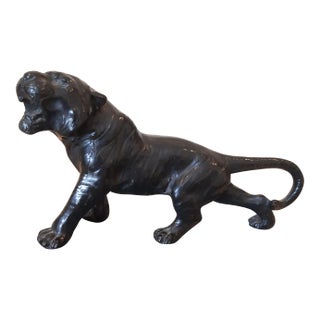 Black Tiger Prowling Metal Figurine For Sale