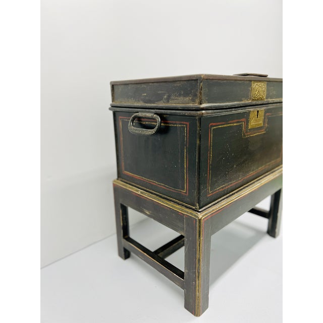 19th Century English Iron Strongbox on Stand by Thomas Milner & Son Liverpool For Sale - Image 11 of 12