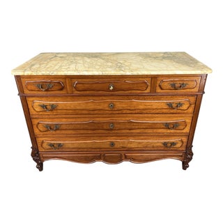 Antique French Mahogany Chest of Drawers with Marble Top For Sale
