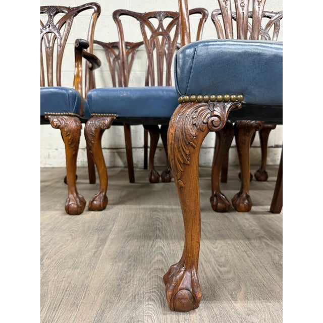 Chippendale Vintage English Chippendale Style Carved Mahogany Dining Chairs - Set of 8 For Sale - Image 3 of 12