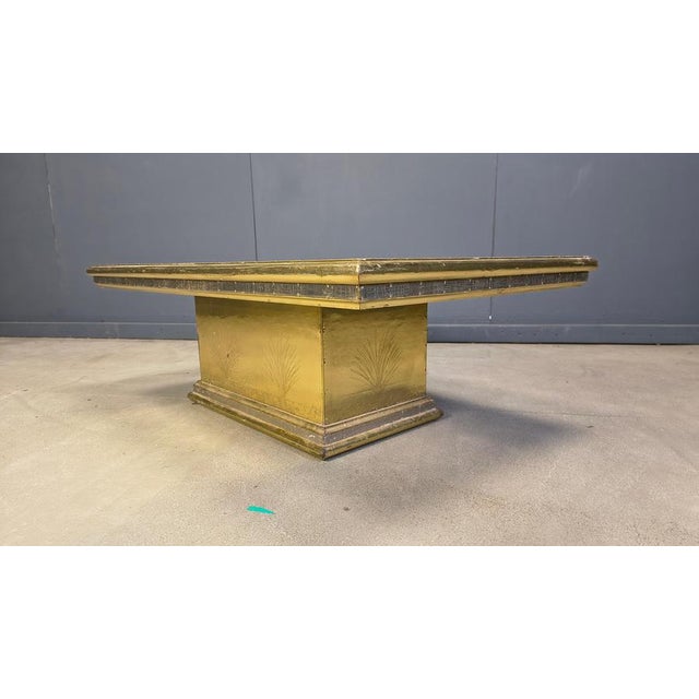 Etched Brass Coffee Table with Glass by Gony Nava, 1970s For Sale - Image 4 of 14