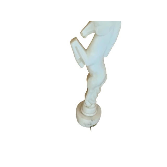 Art Deco Vintage Carved Alabaster Horse Table Lamp For Sale - Image 3 of 10