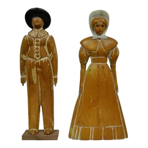 Late 20th Century Vintage Sarreid Ltd Pine Wooden Folk Art Sculptures Man and Woman - a Pair