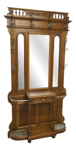 Napoleon III Style Walnut Wardrobe with Mirrors and Marble, Late 19th Century