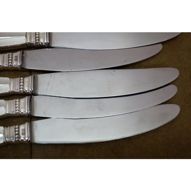 Antique Danish Georg Jensen Acanthus Dronning Sterling Silver Dinner Knives 9" - 8 pcs For Sale - Image 6 of 10