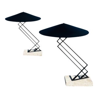 1980s Pair of Postmodern Table Lamps by Max Blumberg for Fine Art Lamps For Sale