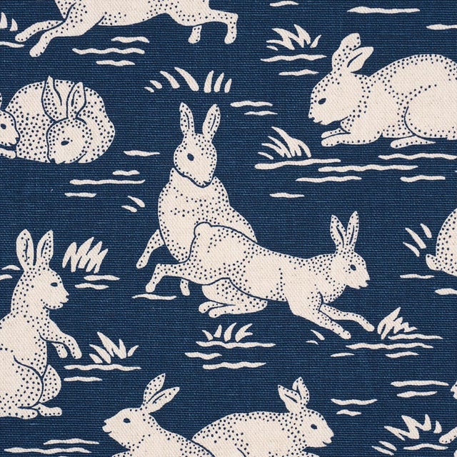 Contemporary SAMPLE - Schumacher Cottontails Fabric In Indigo For Sale - Image 3 of 4