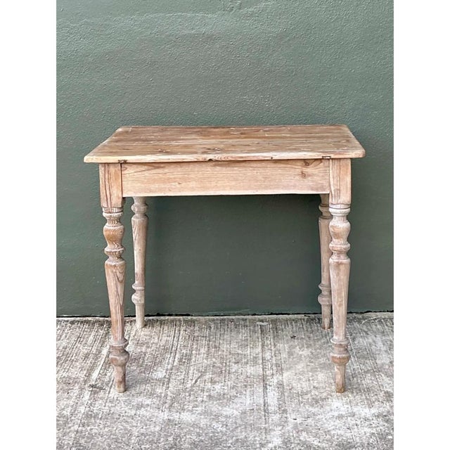 Vintage Primitive Turned Leg Wooden Table For Sale - Image 10 of 12