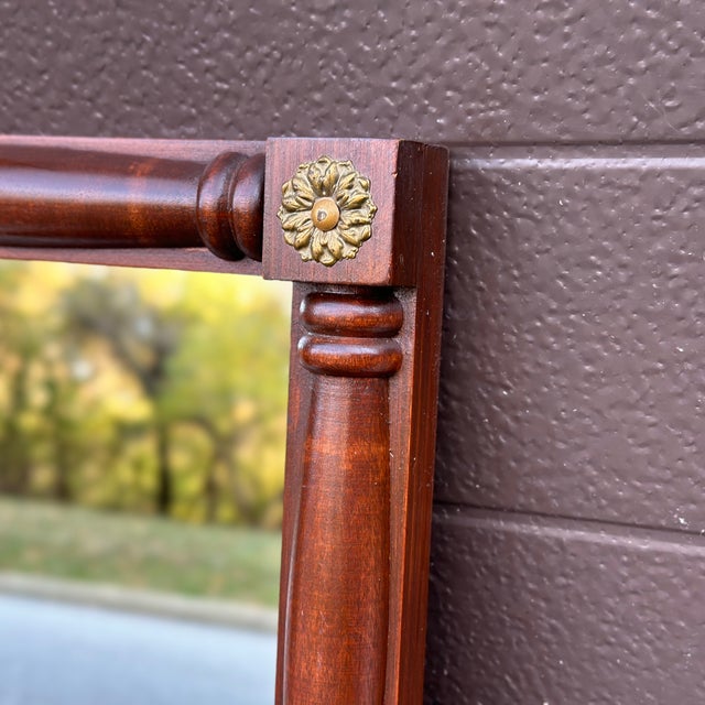 Traditional Vintage Petite Federal Style Split Column Wall Mirror With Brass Rosettes For Sale - Image 3 of 10
