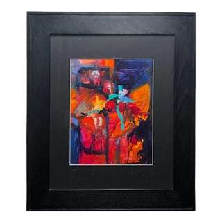 Early 21st Century Abstract Acrylic Painting of Two Figures in Dresses For Sale