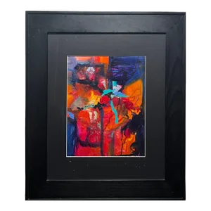 Early 21st Century Abstract Acrylic Painting of Two Figures in Dresses