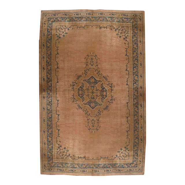 Palace Size Salmon Antique Oushak Carpet For Sale