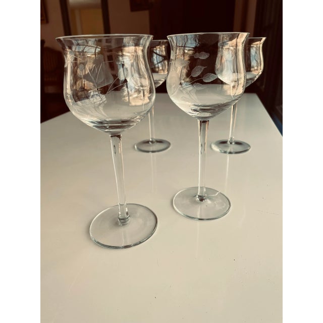 Vintage Clear Etched "Rose" Pattern Sherry/ After Drink Glasses- Set of 4 For Sale In New York - Image 6 of 6