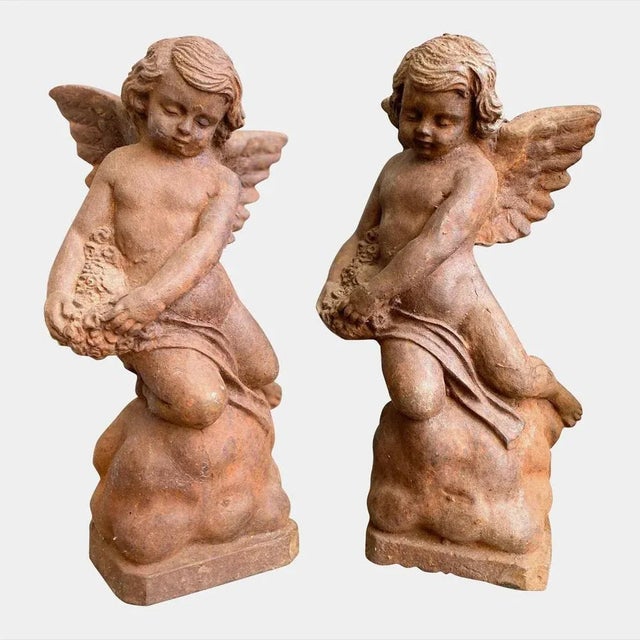 1920s Vintage Putti Figures in Cast Iron, 1920, Set of 2 For Sale - Image 5 of 13