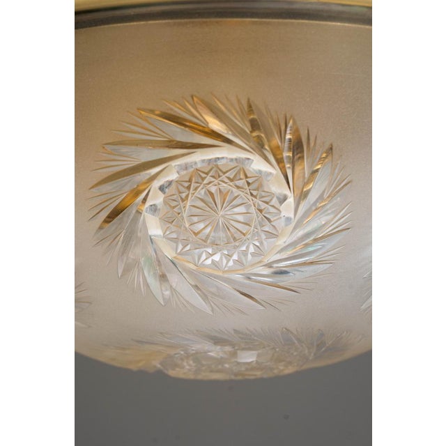 Art Deco Ceiling Lamp with Cut Glass Shade, Vienna, 1920s For Sale - Image 9 of 18