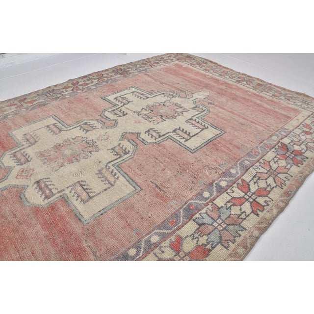 1960s Oushak Vintage Anatolian Wool Carpet For Sale - Image 5 of 9