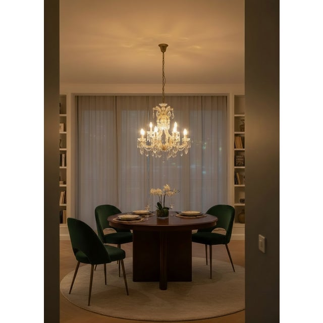 Large Vintage Crystal Maria Theresa Chandelier, 1950s For Sale - Image 15 of 16