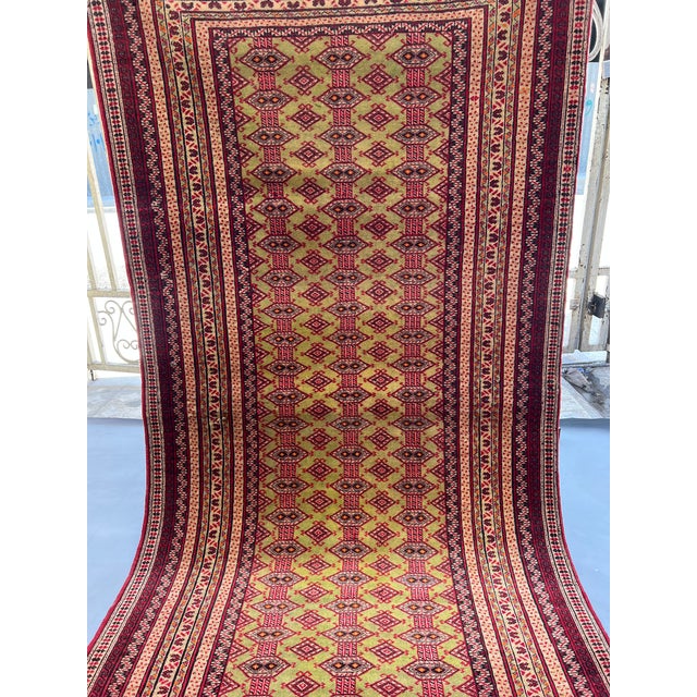 Green Vintage Afghan Zahir Shahi Green Diamond Rug - 7'4" X 3'9" For Sale - Image 8 of 12