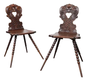 19th Century Pair of Hall Chairs
