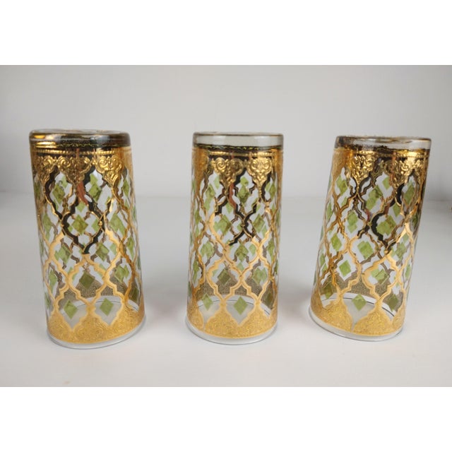 Wood 1960s Culver "Valencia" Highball Glasses in Caddy With Ice Bucket and 6 Piece Shot Glass With Caddy- 16 Pieces Total For Sale - Image 7 of 12