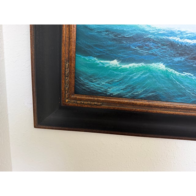 2020s Large Original Marine Oil Painting Tall Ship on Open Sea Nautical Seascape For Sale - Image 5 of 10