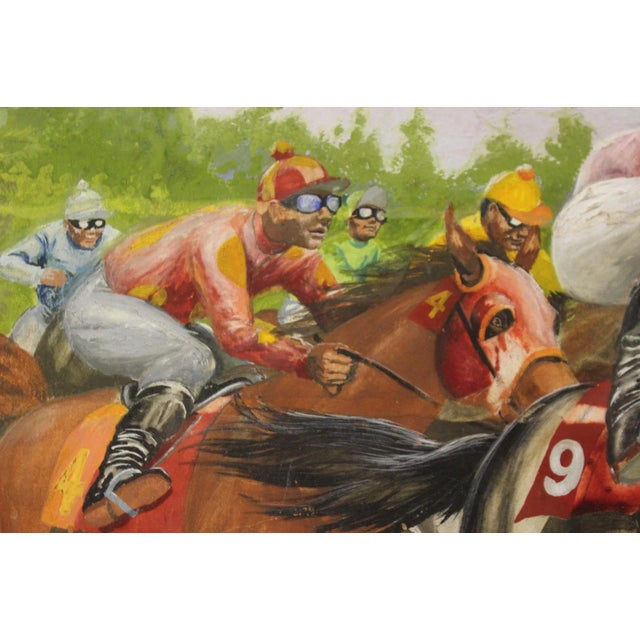 Cabin 1960s Classic Steeplechase "The Water Jump" Painting For Sale - Image 3 of 8