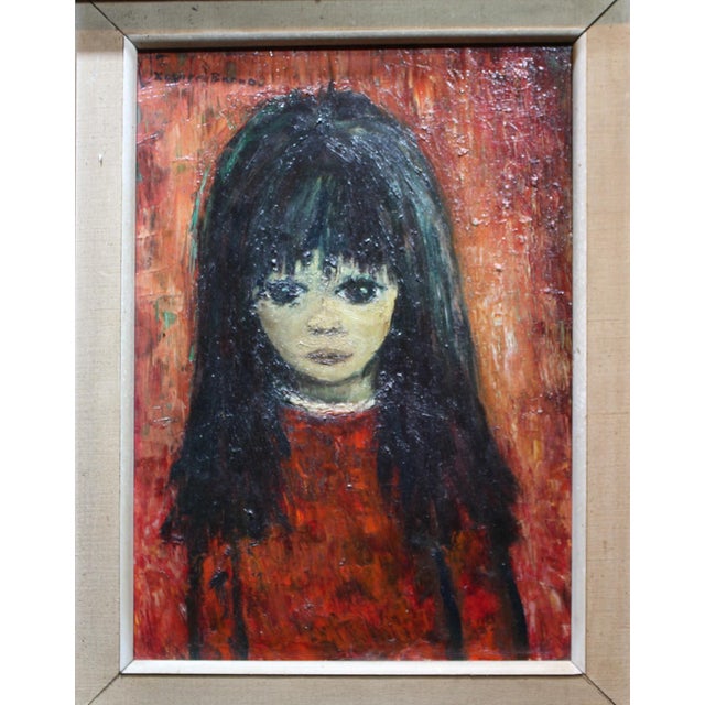 Bueno, Portrait of a Melancholy Girl, 1960s, Oil For Sale - Image 3 of 12