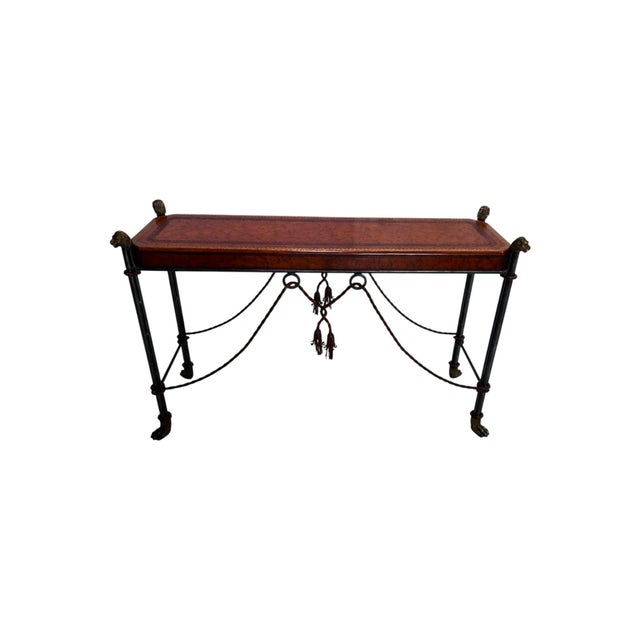 Traditional Egyptian Revival Neoclassical -Style Leather Top Console Table by Maitland Smith For Sale - Image 3 of 11