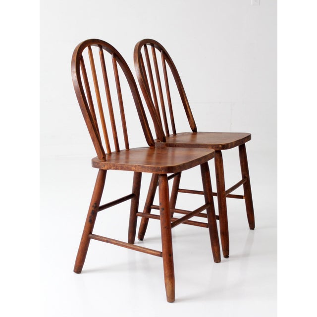 Vintage Windsor Style Spindle Back Chairs Pair For Sale - Image 13 of 14