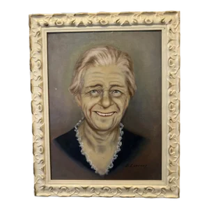 Mid 20th Century Portrait Oil Painting of Older Lady by Alabama Artist B. Lazenby Mid Century Original, Framed