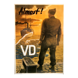 Franz Oswald Schiffers, Original Vintage Color World War II Propaganda Poster "Almost" Offset Lithograph, 1946