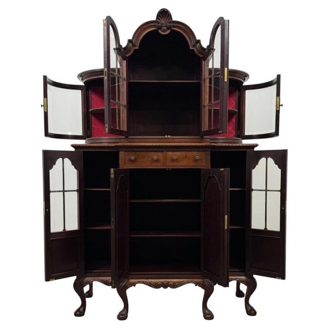 19th Century Antique Queen Anne Walnut Display Cabinet For Sale - Image 3 of 13