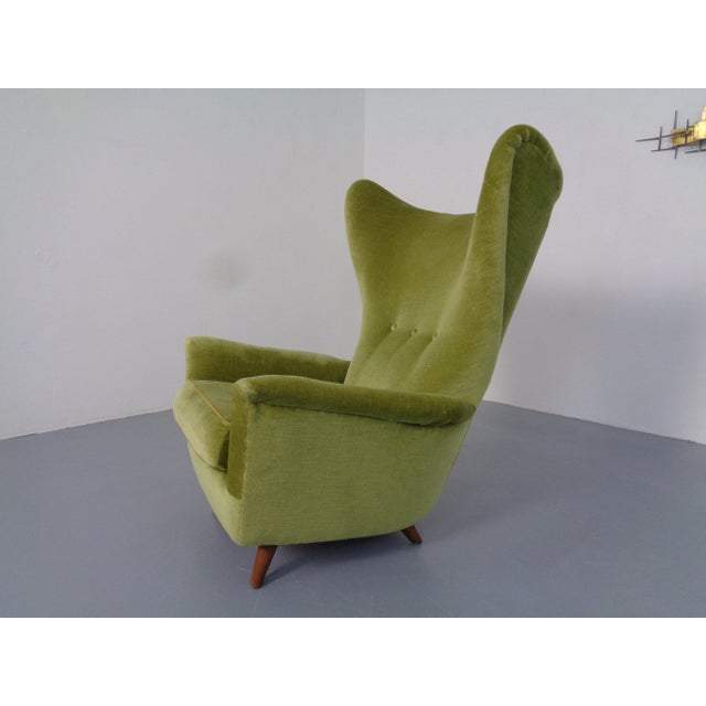Italian Mohair Wingback Chair, 1950s For Sale - Image 6 of 11