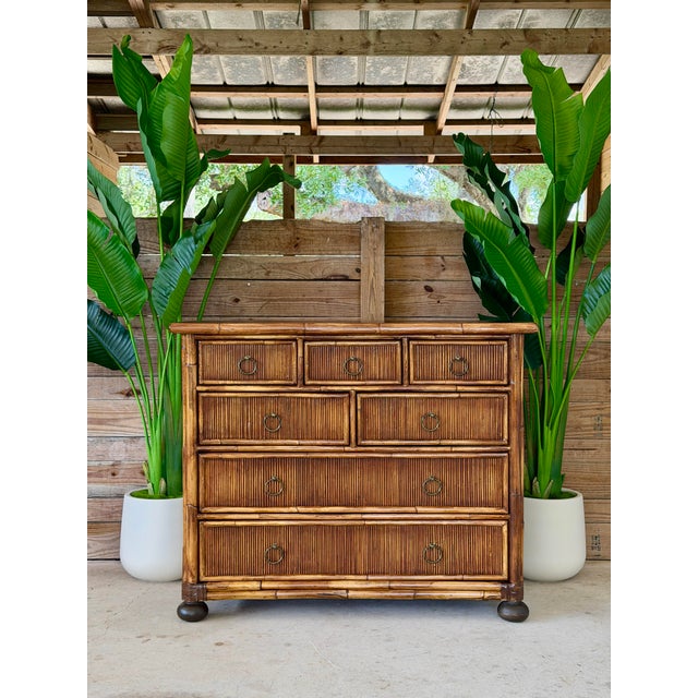Vintage Milling Road Baker Faux Bamboo Chest With Black Crackle Finish For Sale - Image 12 of 12