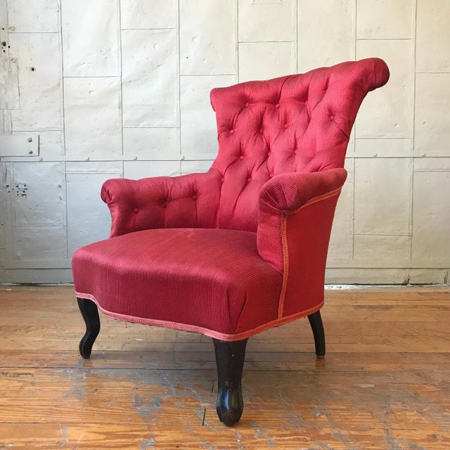 French Pair of French 19th C. Upholstered Armchairs in Red Fabric For Sale - Image 3 of 13