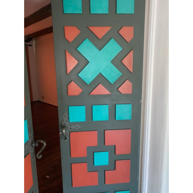 Wood 1920 Spanish Revival French Doors With Patterned Detail For Sale - Image 7 of 10
