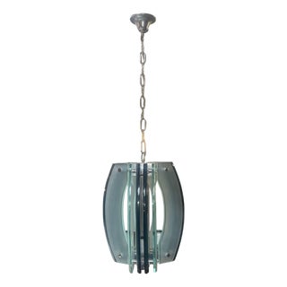 Fontana Arte Attributed Smoky & Frosted Glass Pendant, Italy, 1960's. For Sale